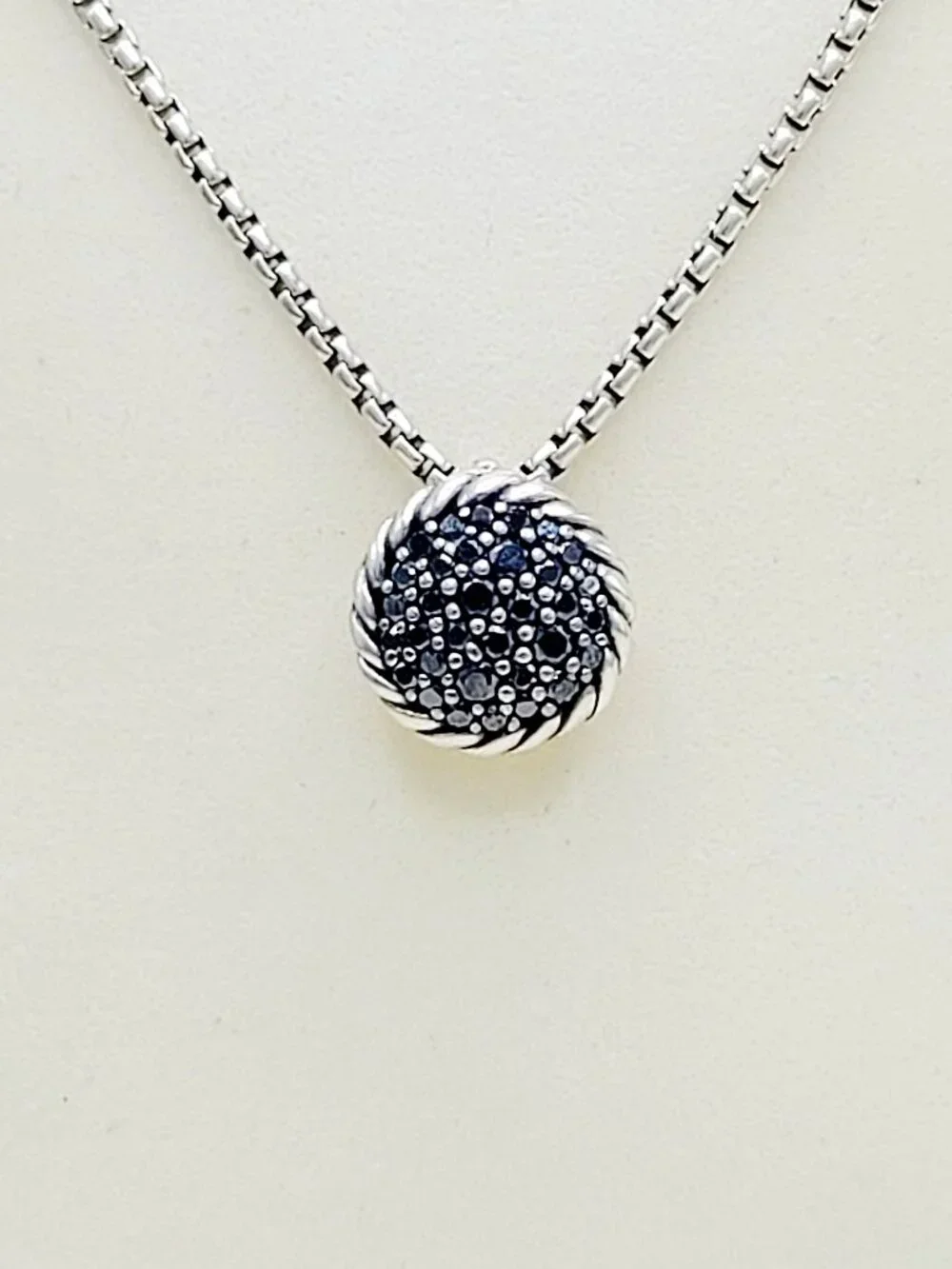 David Yurman Chatelaine Pendant Necklace w/ Pavé Black Diamonds - 17